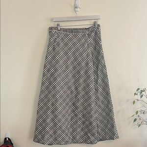 Ellen Orton Plaid Wrap Skirt Cotton Preppy Retro Black White Denim L Vermont Co